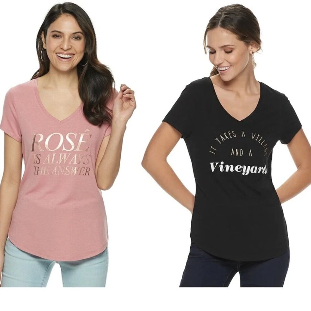 Women's Apt 9 Graphic V-Neck Tee size S NEW